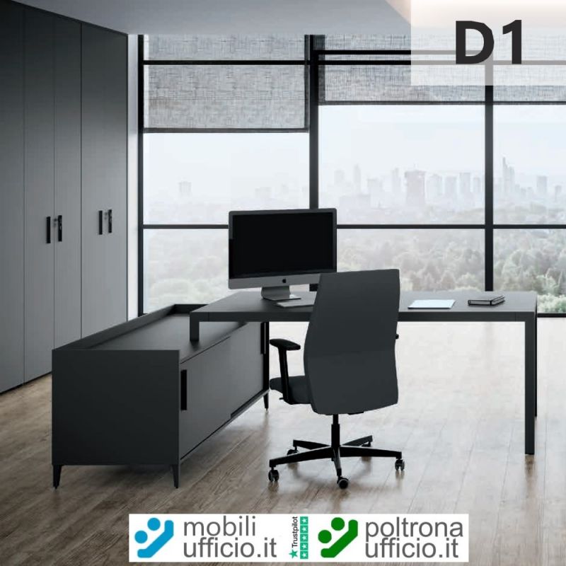 D1/52 - scrivania D1 in appoggio su mobile di servizio