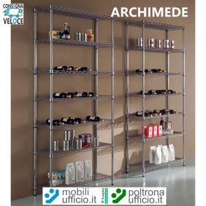 A5X kit scaffale indoor ARCHIMEDE in acciaio cromato h. 200