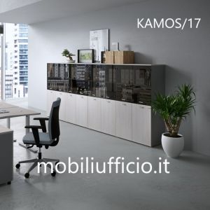 KAMOS/17 mobile archivio KAMOS con ante legno e vetro