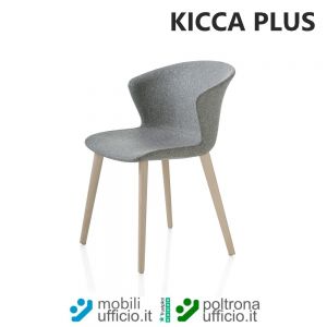 KCP1LEX sedia KICCA PLUS imbottita con telaio 4 gambe LEGNO di ACERO