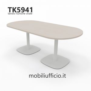 TK5941 tavolo riunioni TEKO operativo con top ovale e base a doppia piantana