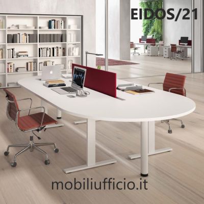 EIDOS/21 tavolo multifunzionale  EIDOS PRO Operativo con base a T in metallo e pannello divisorio centrale