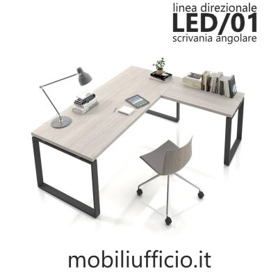 LED/01 scrivania LED direzionale con top sp. 40 mm. e base ANELLO